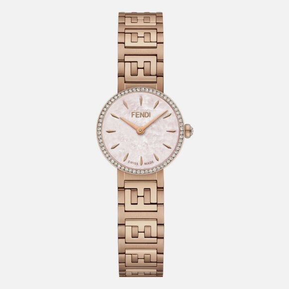 New Fendi Womens Rose Gold 19mm Bracelet Fashion Watch With Box - Picture 1 of 4